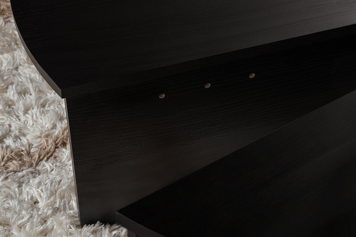 Rund Sofabord Sort Trappet Melamin 85 cm Orin