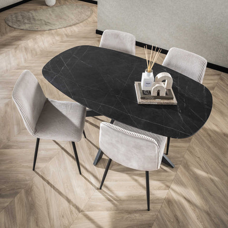 Spisebord Mysha Deens oval melamin sort 150x90 cm