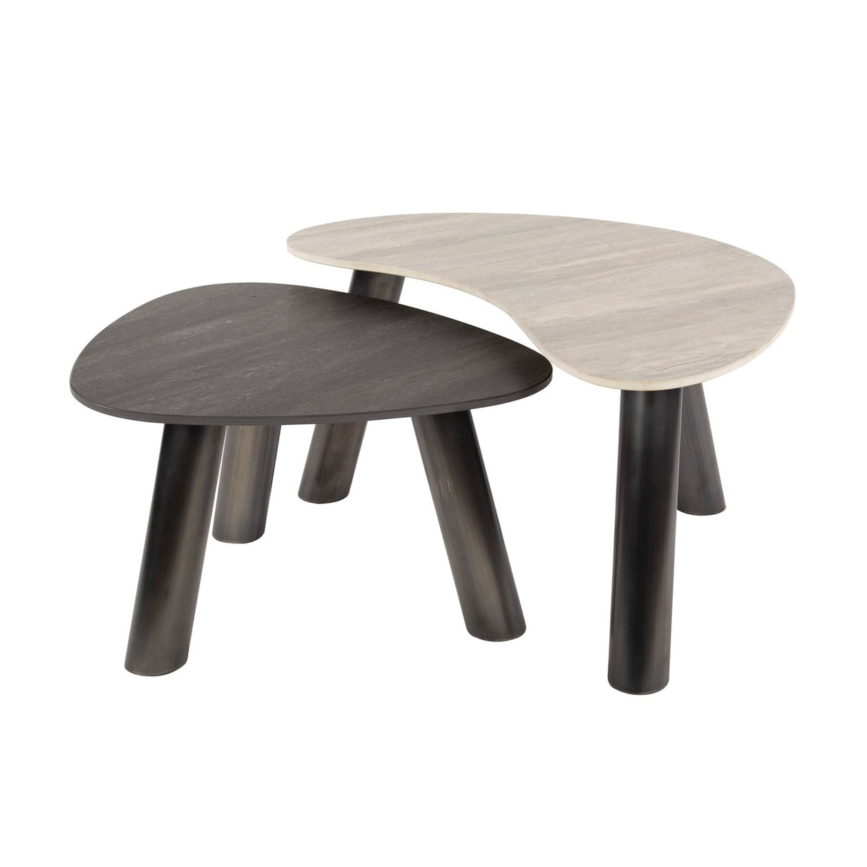 Dune sofabord sæt organisk Keramik travertin sæt af 2