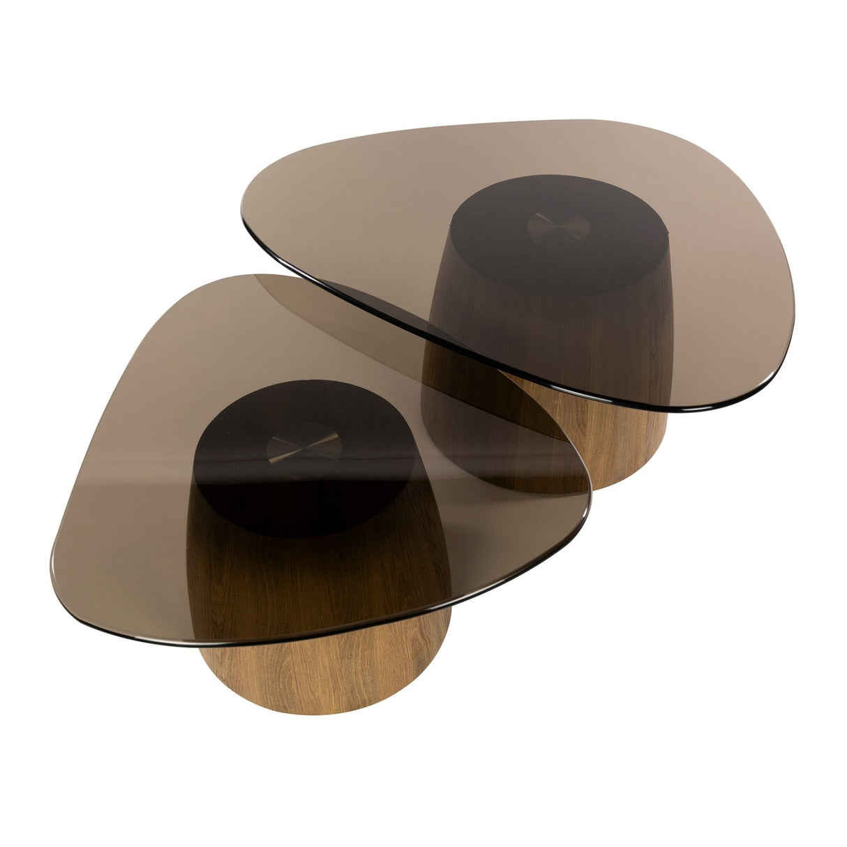 Sæt med 2 Marea trekantede sofaborde i bronze glas 91x71 cm