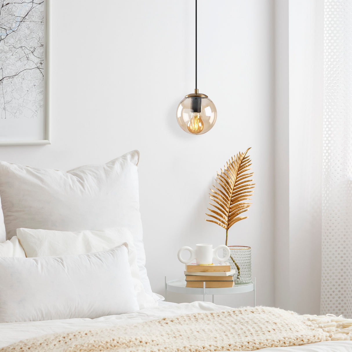 Hængelampe Gul Glas Comet