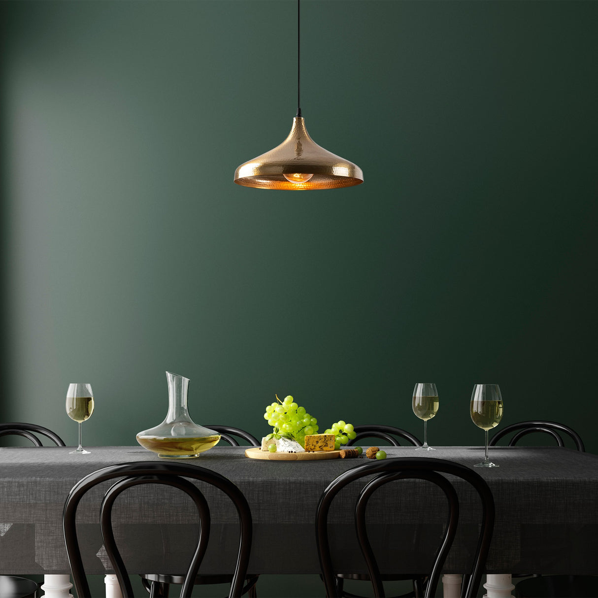 Hængelampe i bronsefarget metal Eclipse