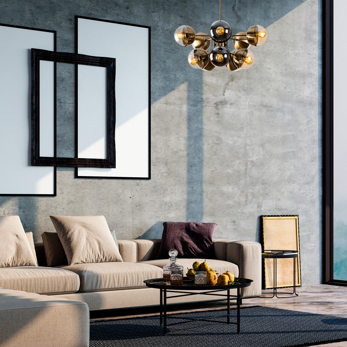 Hængelampe i bronze farvet glas Carina