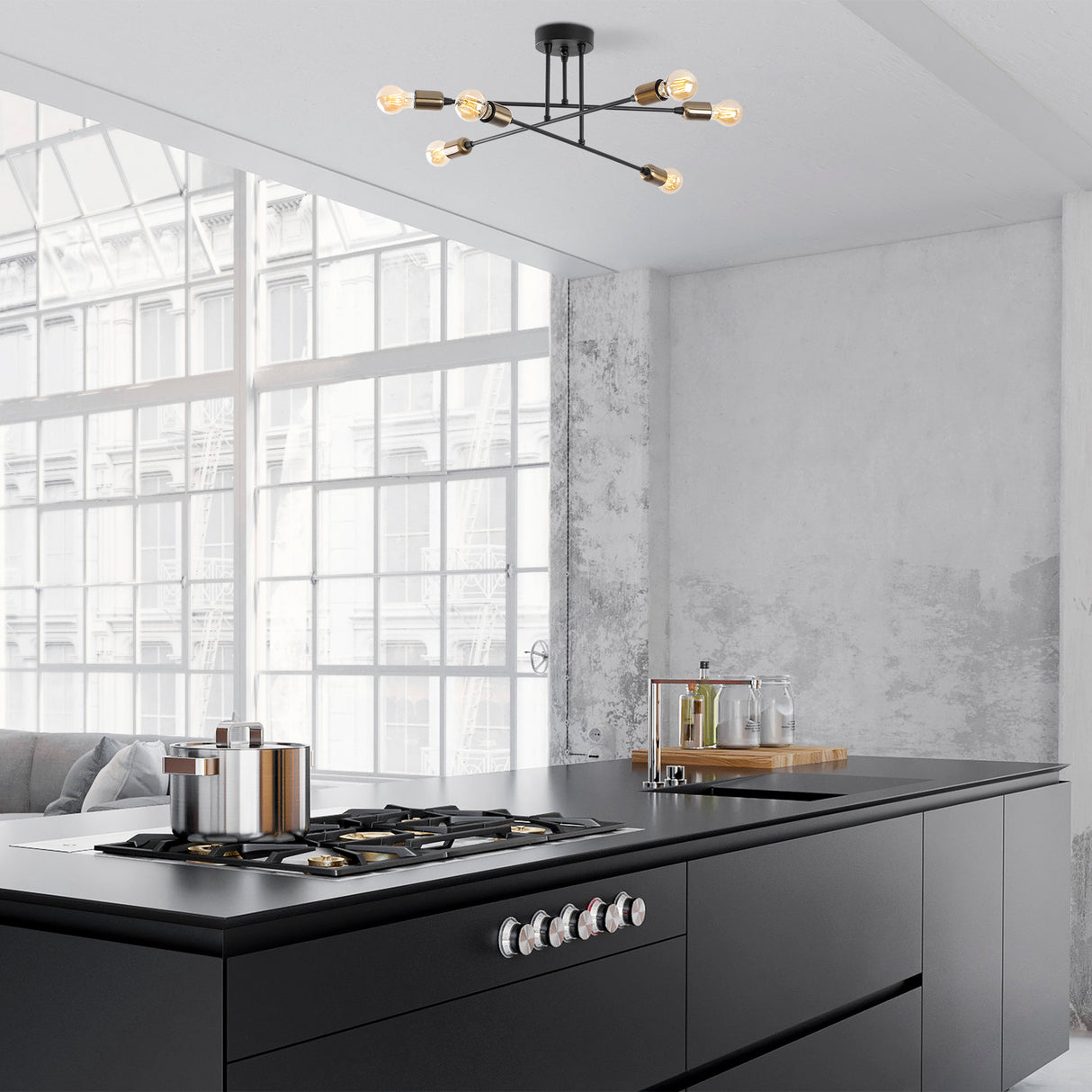 Loftlampe Sort Metal Jade