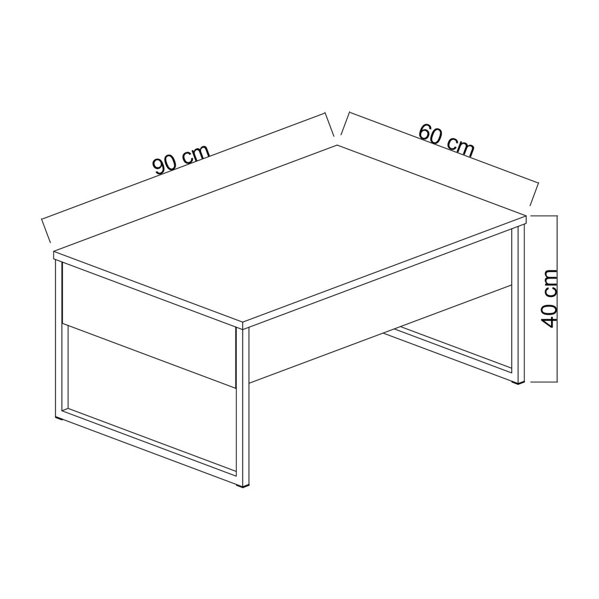 Salontafels - Rechthoekige Salontafel Antraciet Luxe 90x60 - Gouden Frame - Dimehouse