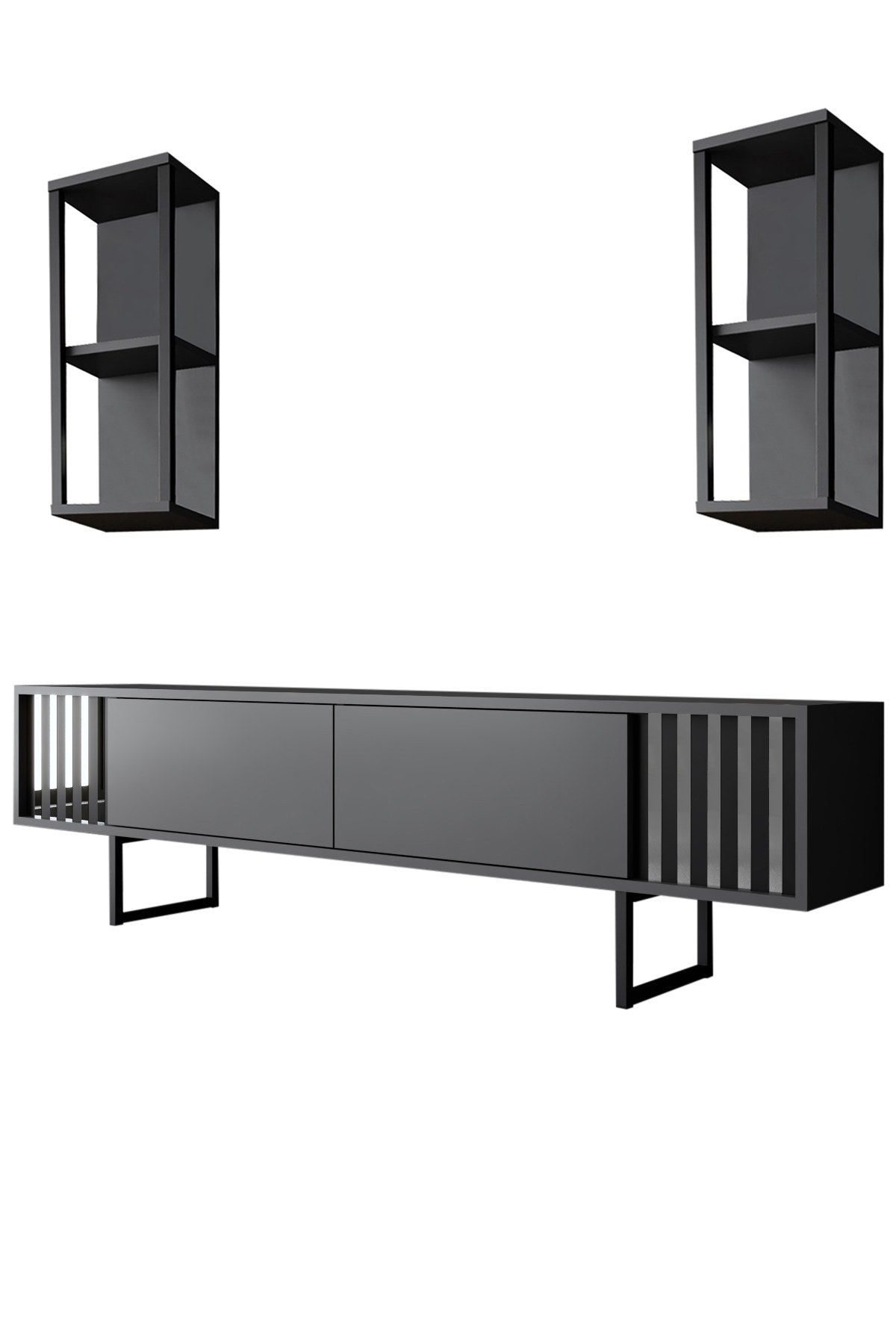 TV Møbelsæt Krom Line Antracit Sort Melamin 180x48x30 cm