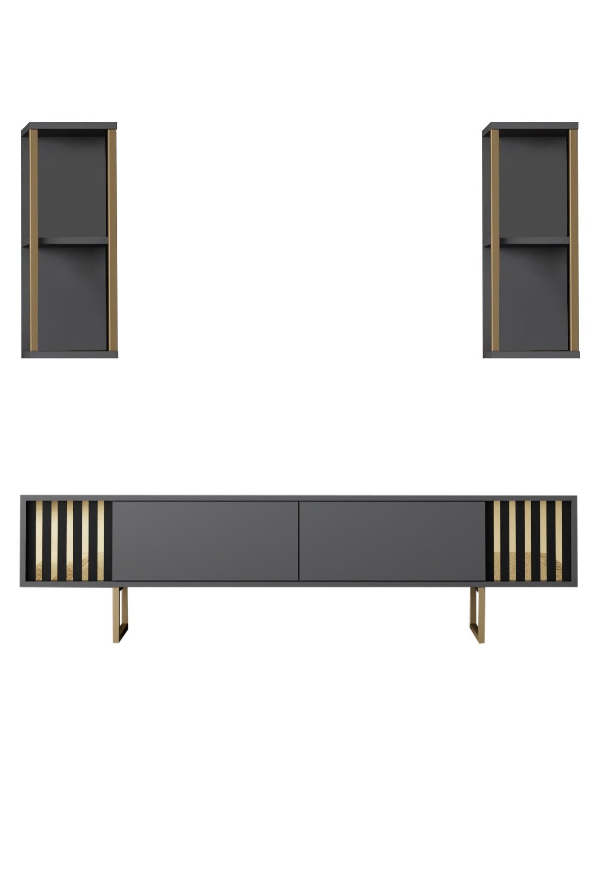 Meubelsets - Meubelset Antraciet - Goud - Gold Line - Salontafel + TV Meubel - Dimehouse