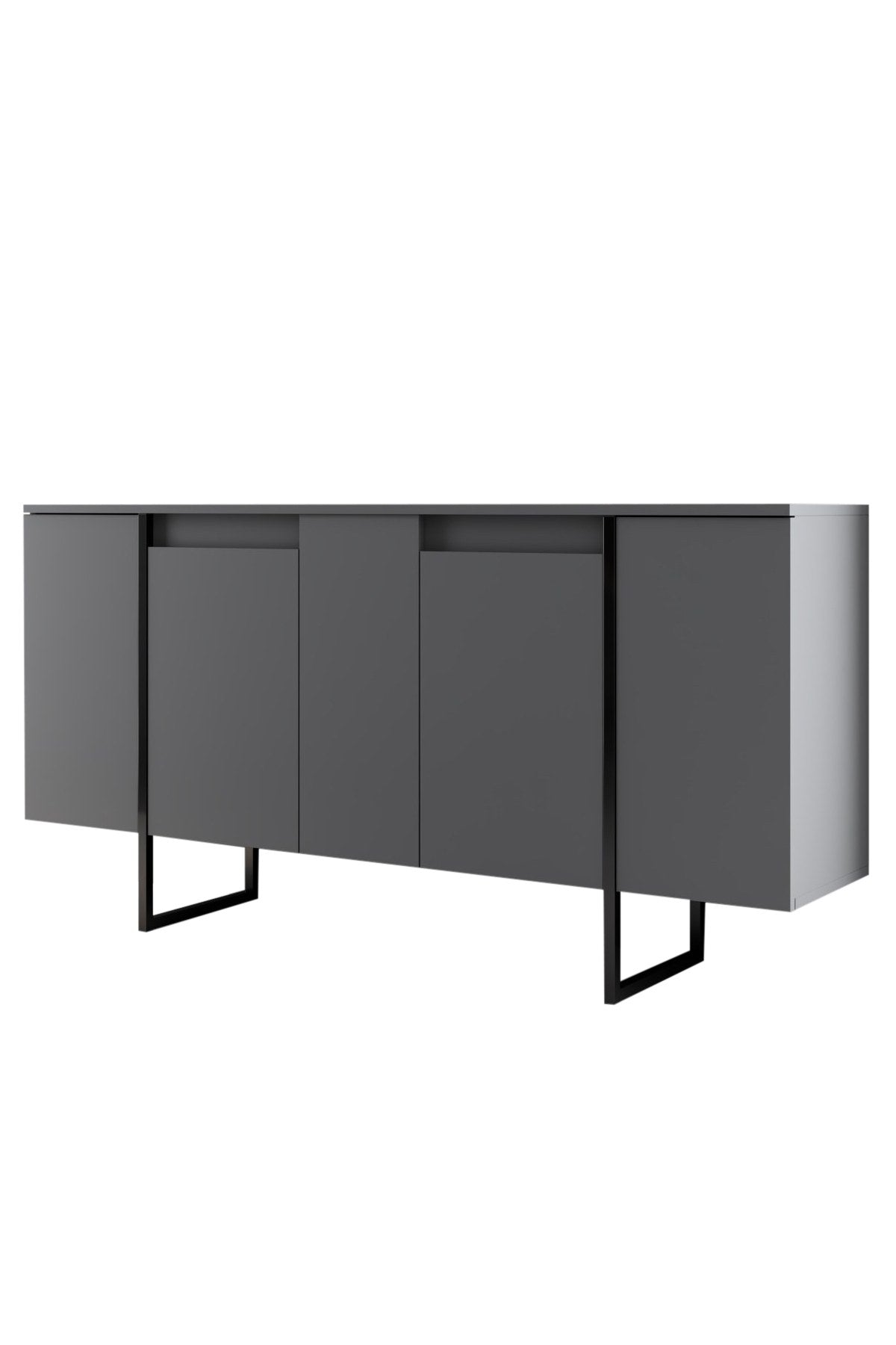 Dressoirs - Modern Dressoir Antraciet Luxe 160x80x35 - Zwart Frame - Dimehouse
