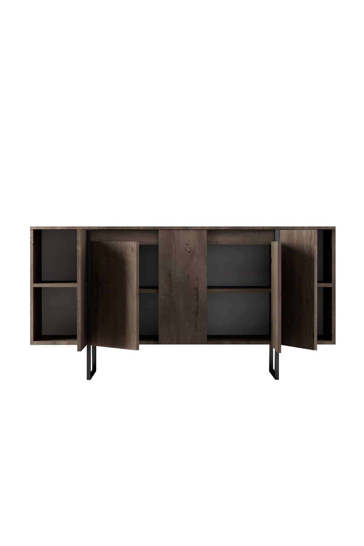 Dressoirs - Modern Dressoir Walnoot Luxe 160x80x35 - Zwart Frame - Dimehouse