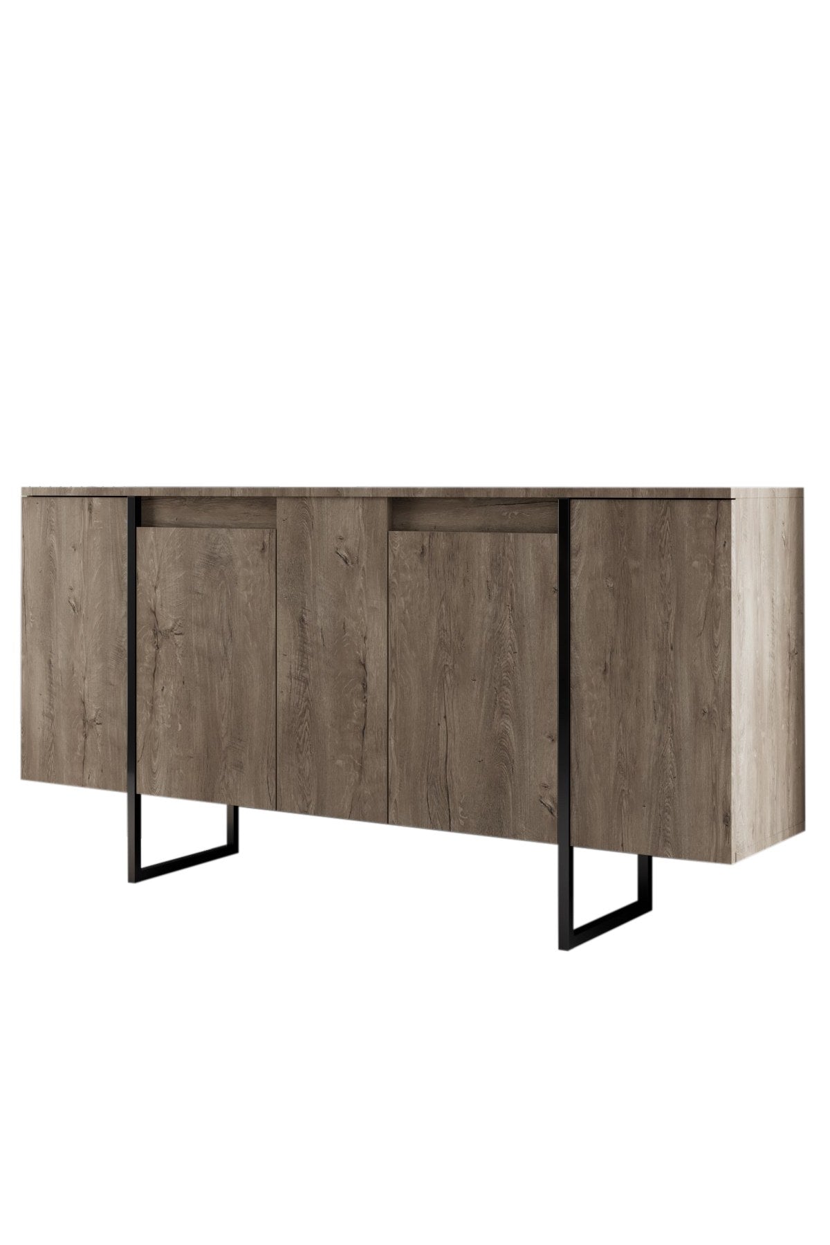 Dressoirs - Modern Dressoir Walnoot Luxe 160x80x35 - Zwart Frame - Dimehouse