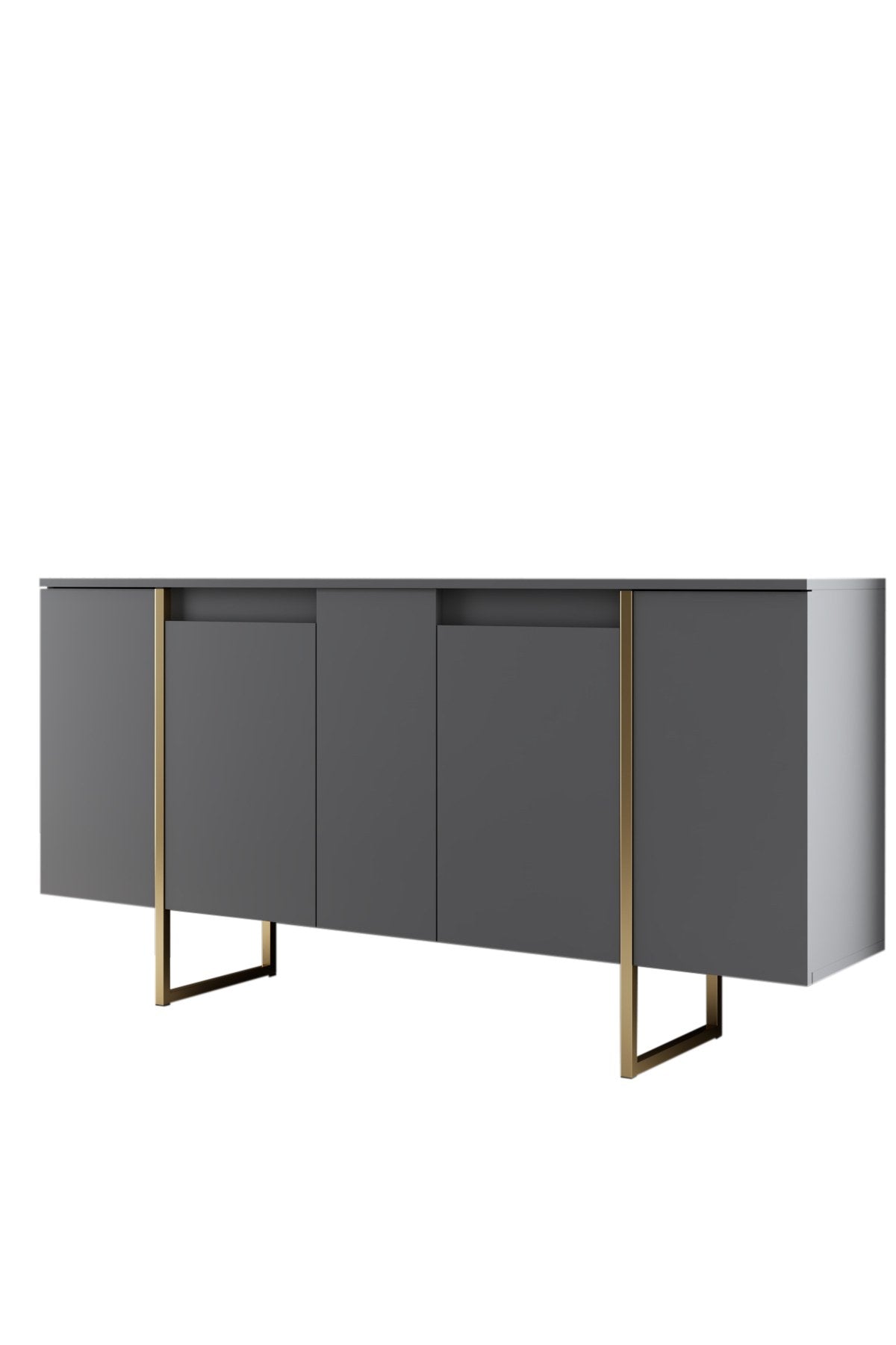 Dressoirs - Modern Dressoir Antraciet Luxe 160x80x35 - Gouden Frame - Dimehouse