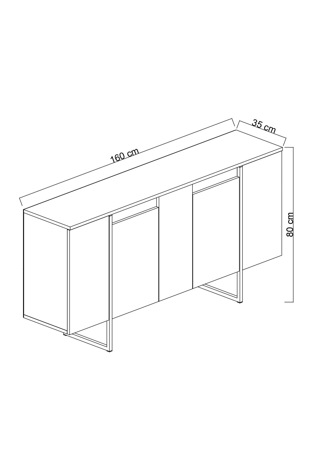 Dressoirs - Modern Dressoir Wit Luxe 160x80x35 - Gouden Frame - Dimehouse