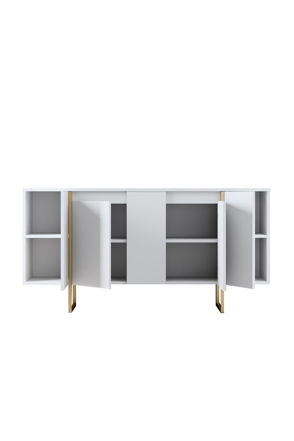 Dressoirs - Modern Dressoir Wit Luxe 160x80x35 - Gouden Frame - Dimehouse