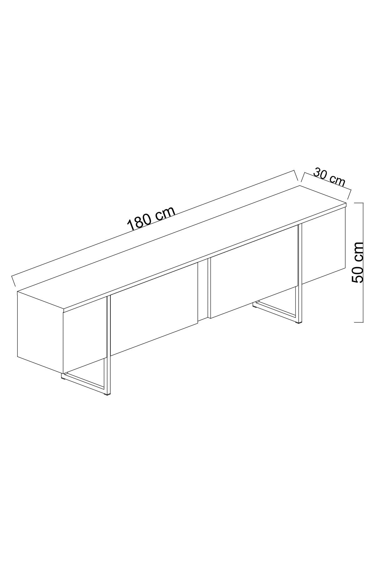 TV Møbler Travertin Luksus 180x50x30 - Sort Stel