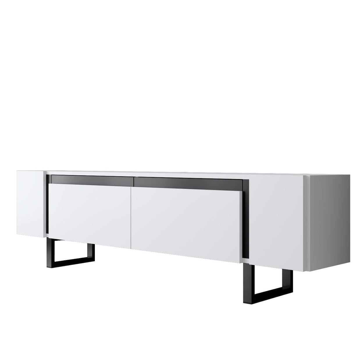 TV Meubels - TV Meubel Wit Yildiz 180x50x30 - Zwart Frame - Dimehouse