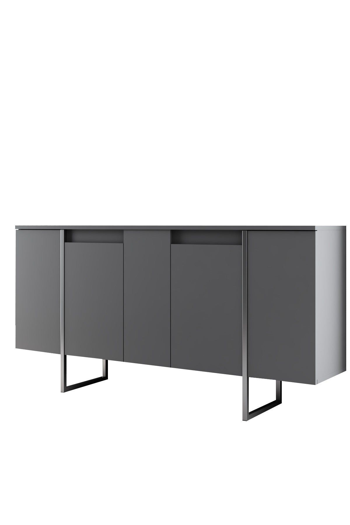 Dressoirs - Modern Dressoir Antraciet Luxe 160x80x35 - Zilver Frame - Dimehouse