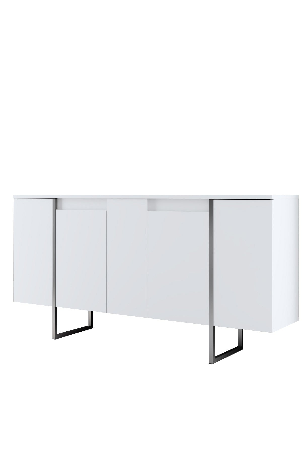 Dressoirs - Modern Dressoir Wit Luxe 160x80x35 - Zilver Frame - Dimehouse