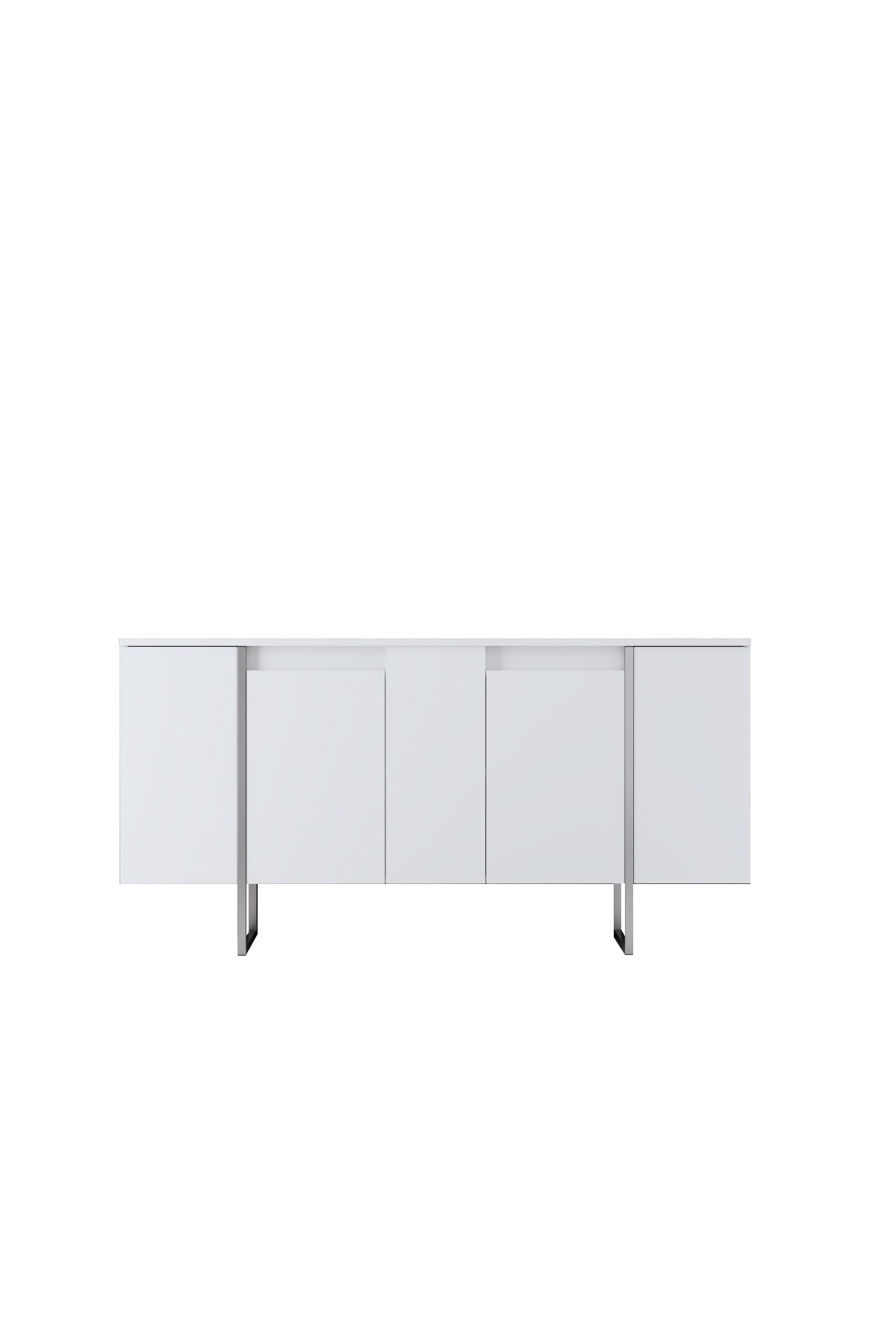 Dressoirs - Modern Dressoir Wit Luxe 160x80x35 - Zilver Frame - Dimehouse