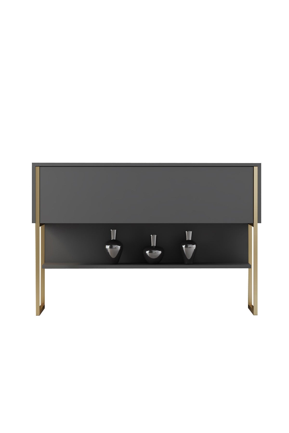Dressoirs - Modern Dressoir Antraciet Luxe 120x80x30 - Gouden Frame - Eén Vak - Dimehouse