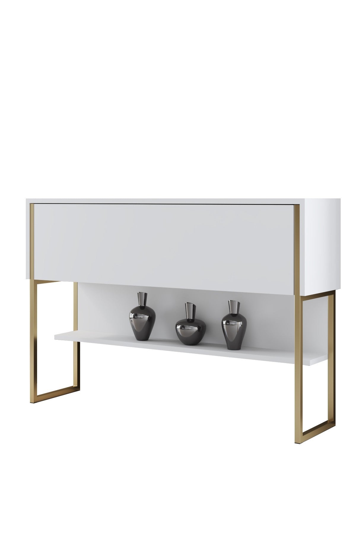 Moderne skænk Hvid Luksus 120x80x30 - Guldramme - Et rum