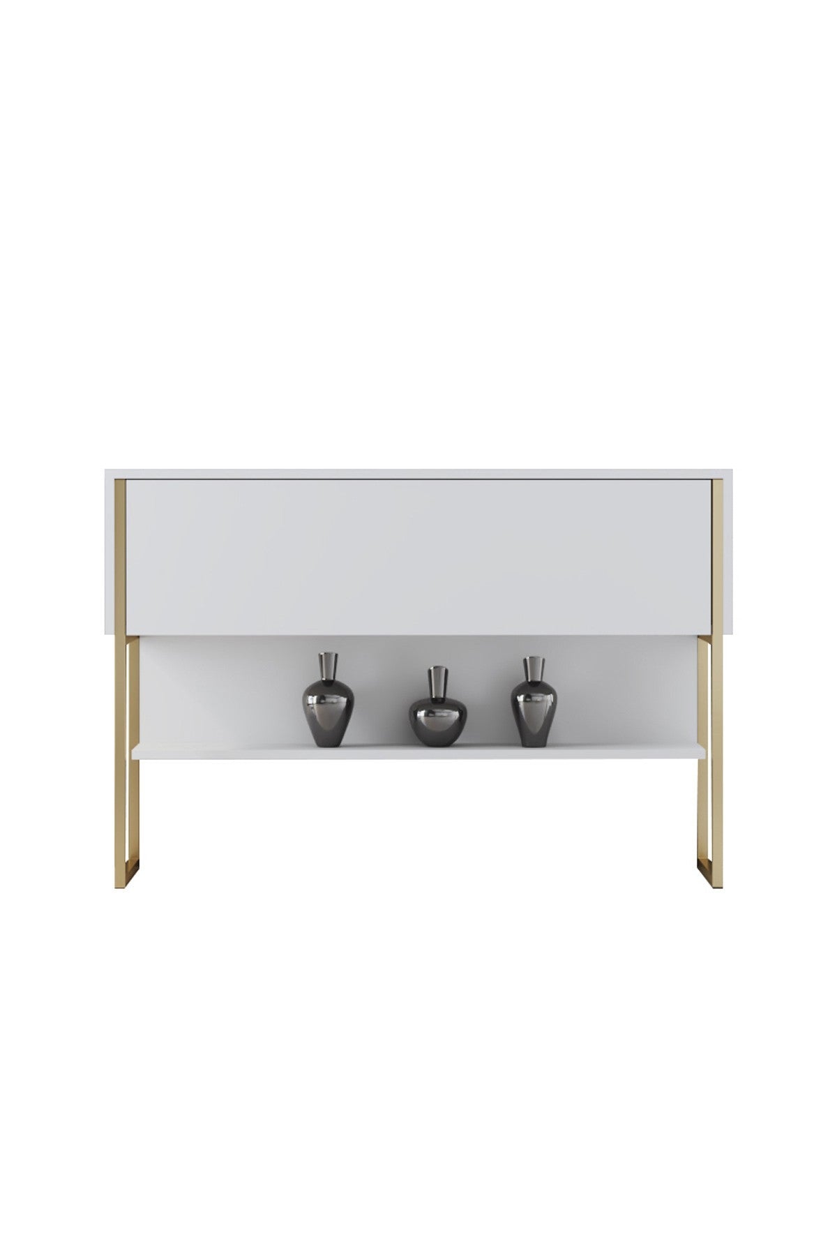 Moderne skænk Hvid Luksus 120x80x30 - Guldramme - Et rum