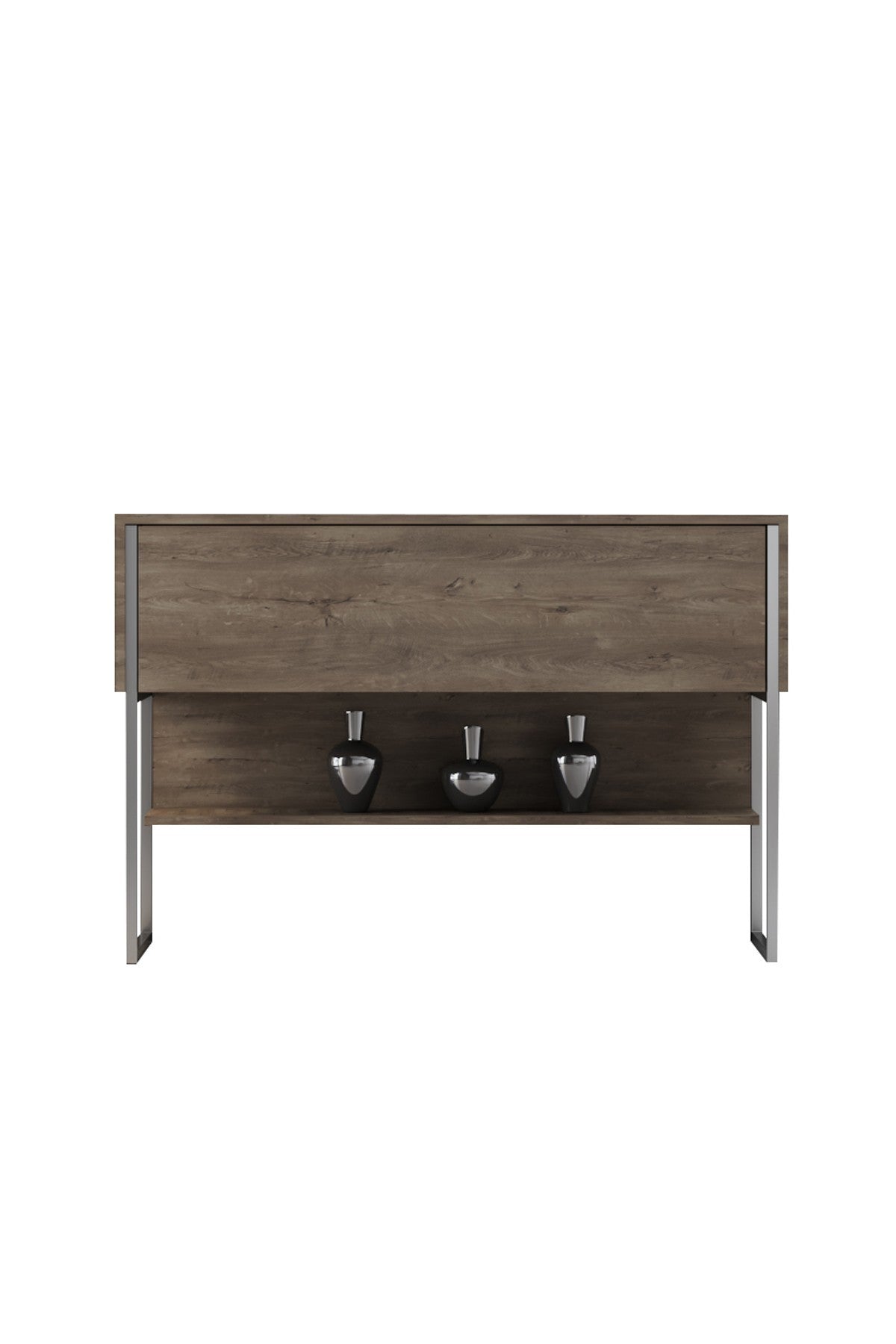 Dressoirs - Modern Dressoir Walnoot Luxe 120x80x30 - Zilver Frame - Eén Vak - Dimehouse