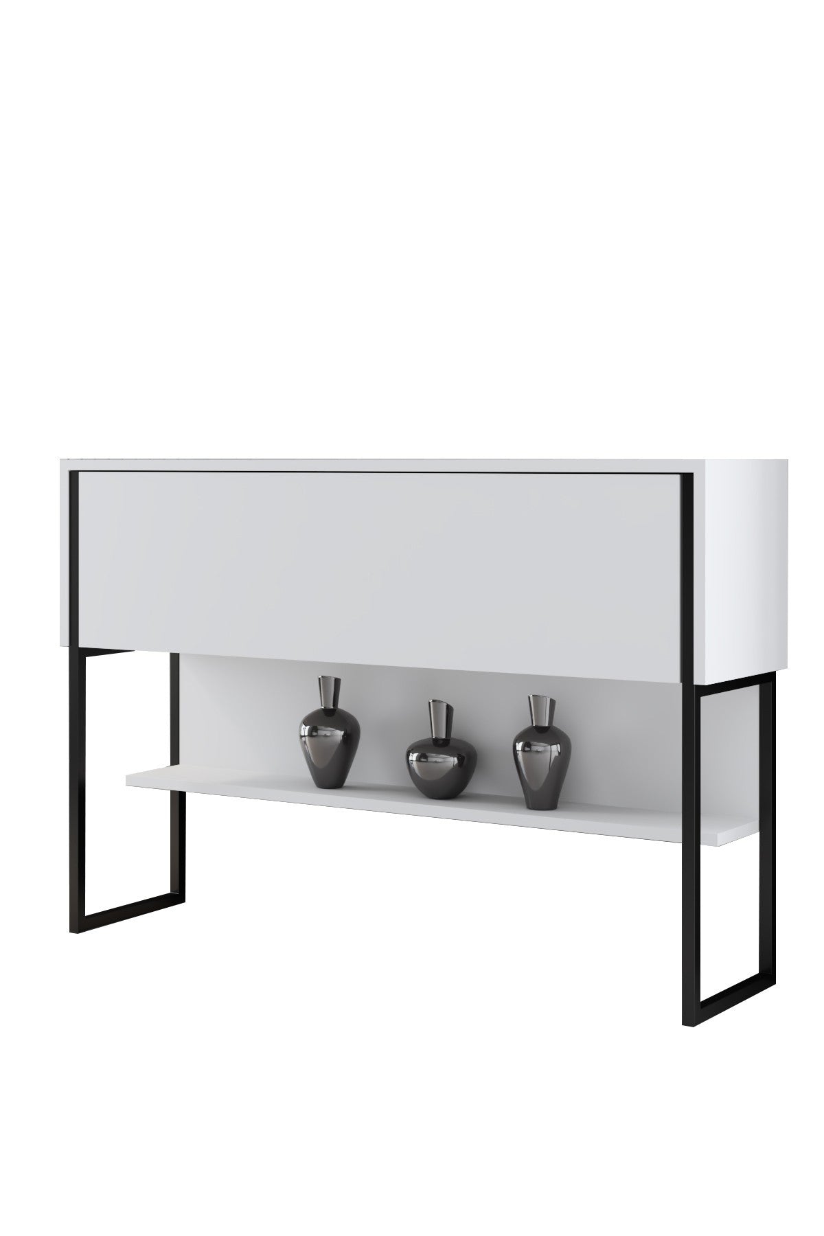 Moderne skænk Hvid Luksus 120x80x30 - Sort Stel - Et rum