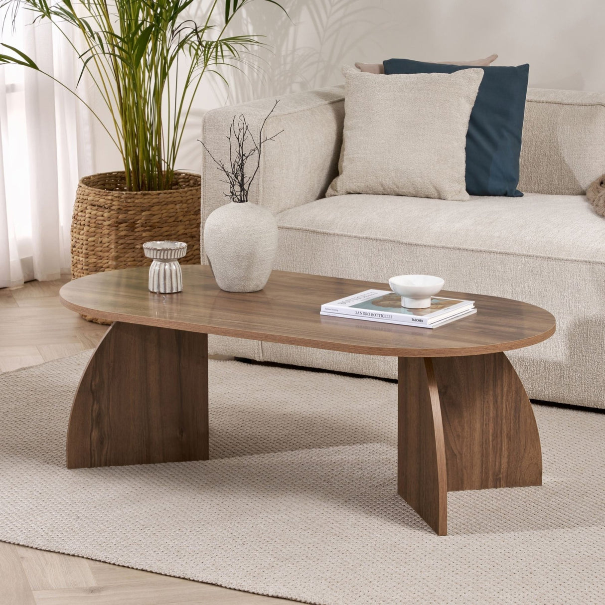 Melina sofabord ovalt valnød 120 cm Melaminbelagt trækomposit