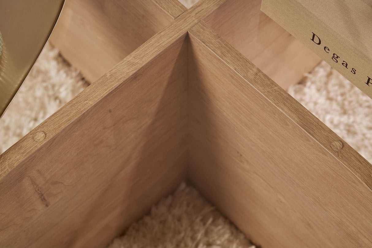 Salontabel Aris Rund 75 cm Glas - Melamin Egetræ