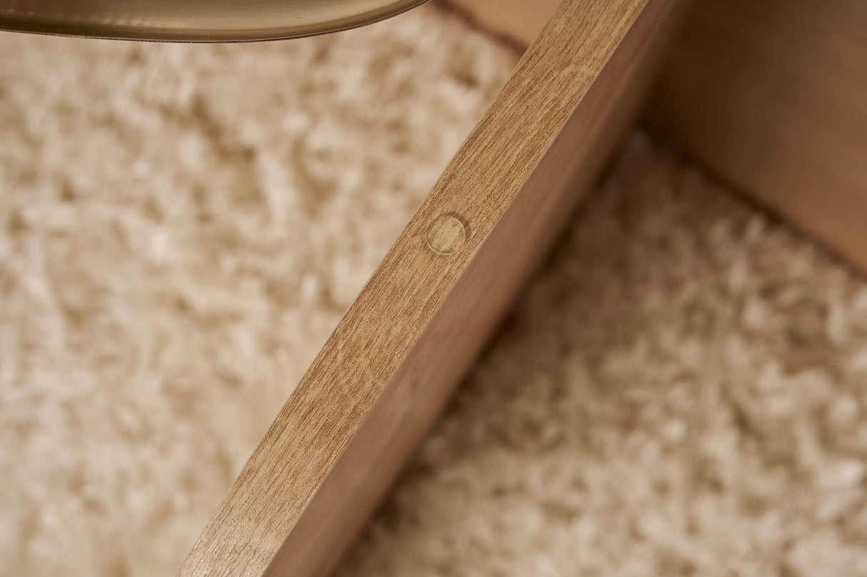 Salontabel Aris Rund 75 cm Glas - Melamin Egetræ