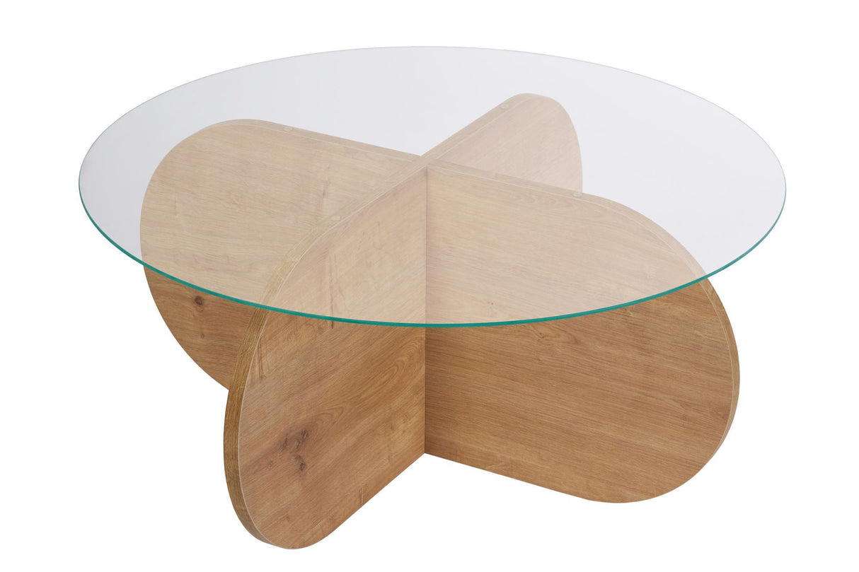 Rundt sofabord Aris eg look melamin og gennemsigtigt glas 75 cm