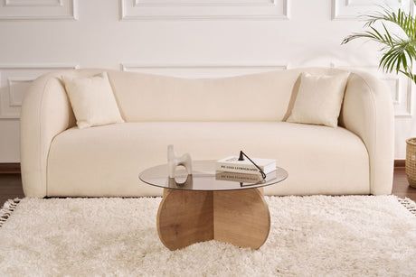 Salontabel Aris Rund 75 cm Tåget Glas - Melamin Eg
