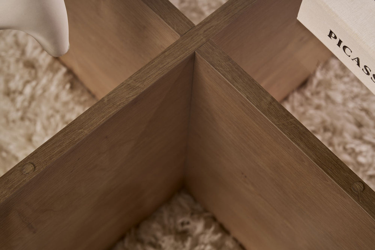 Salontabel Aris Rund 75 cm Tåget Glas - Melamin Eg