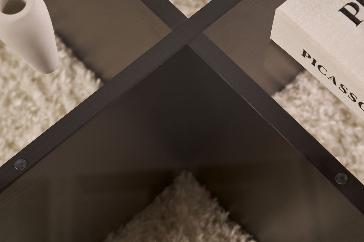 Salontabel Aris Rund 75 cm Glas - Sort Understel