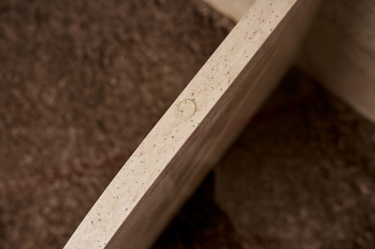 Salontabel Aris Rund 75 cm Glas - Travertin Understel