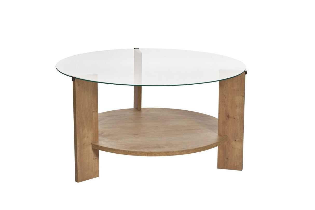 Rundt sofabord eg melamin transparent glas Ø75 cm - Cairo