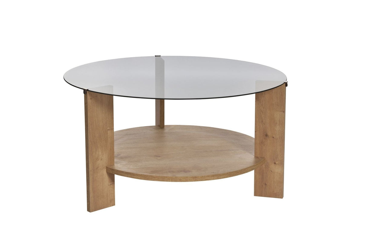 Rundt sofabord eg melamin røget glas Ø75 cm - Cairo