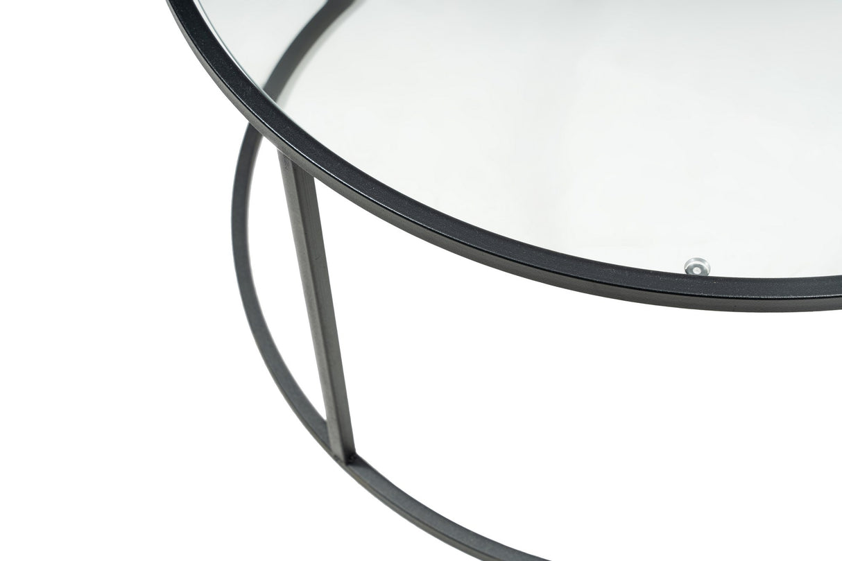 Salontafel Glas Rond zwart metaal - 80 cm - Barlin