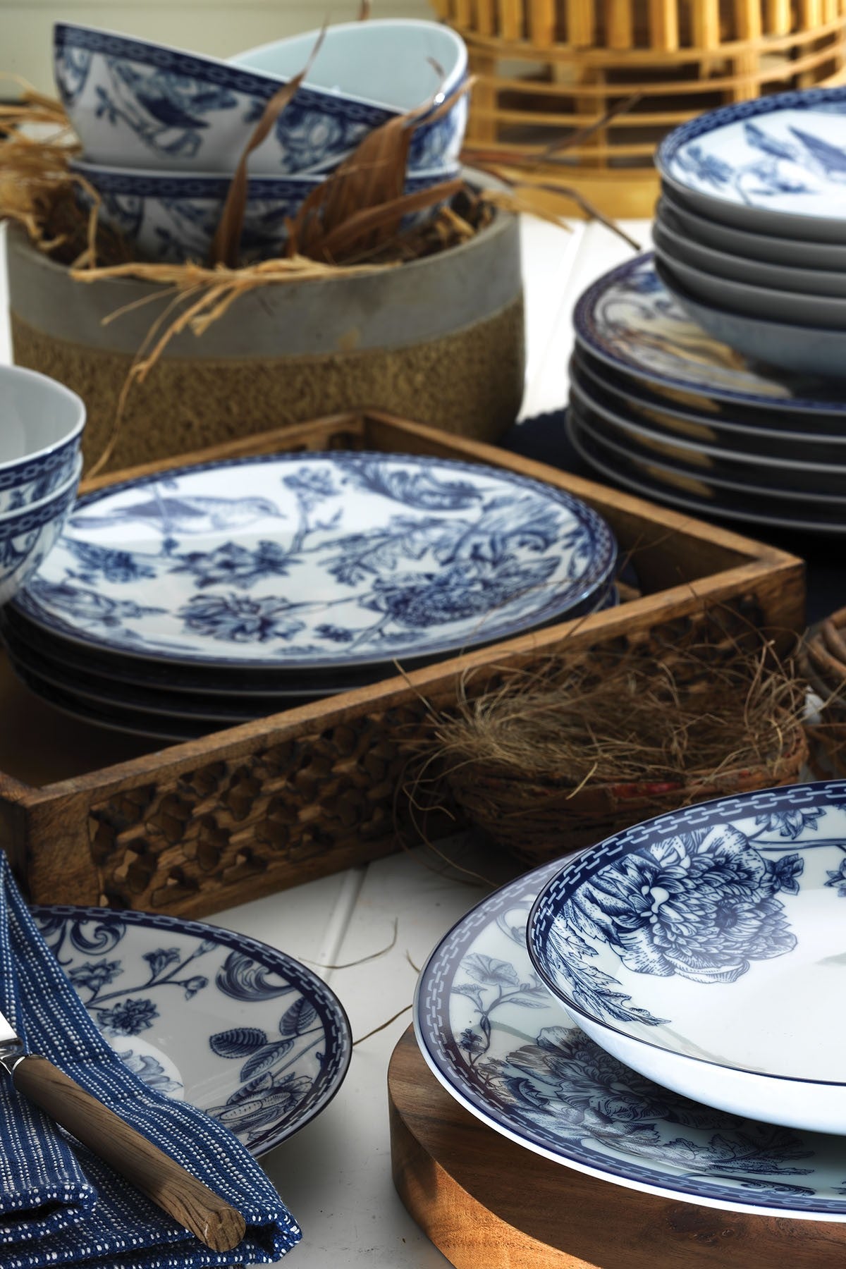 ZG24Y2420939016 Blå Hvid 100% PORCELÆN
