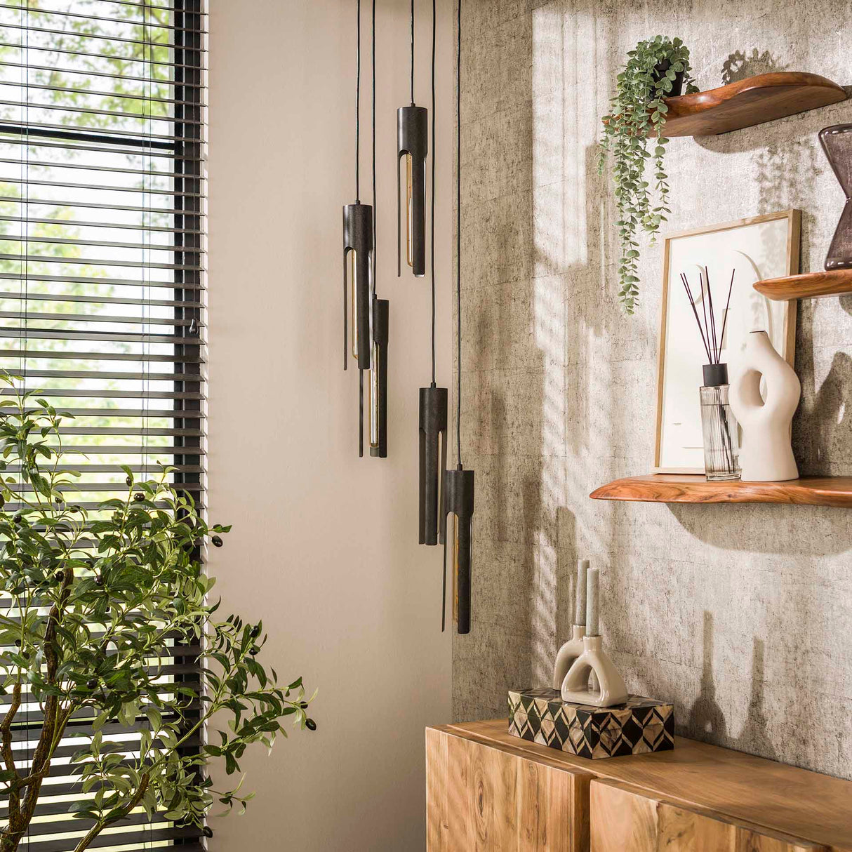 Loftlampe Judy 5-lys trappet sort