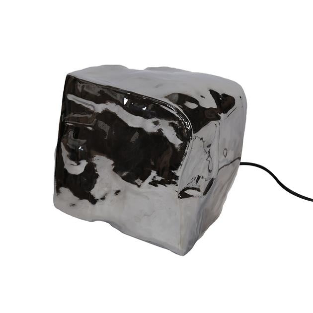 Bordlampe Rocks DH Interiør Forkromet LxBxH 44x34x34 Glas Hvid foto diagonalt set forfra