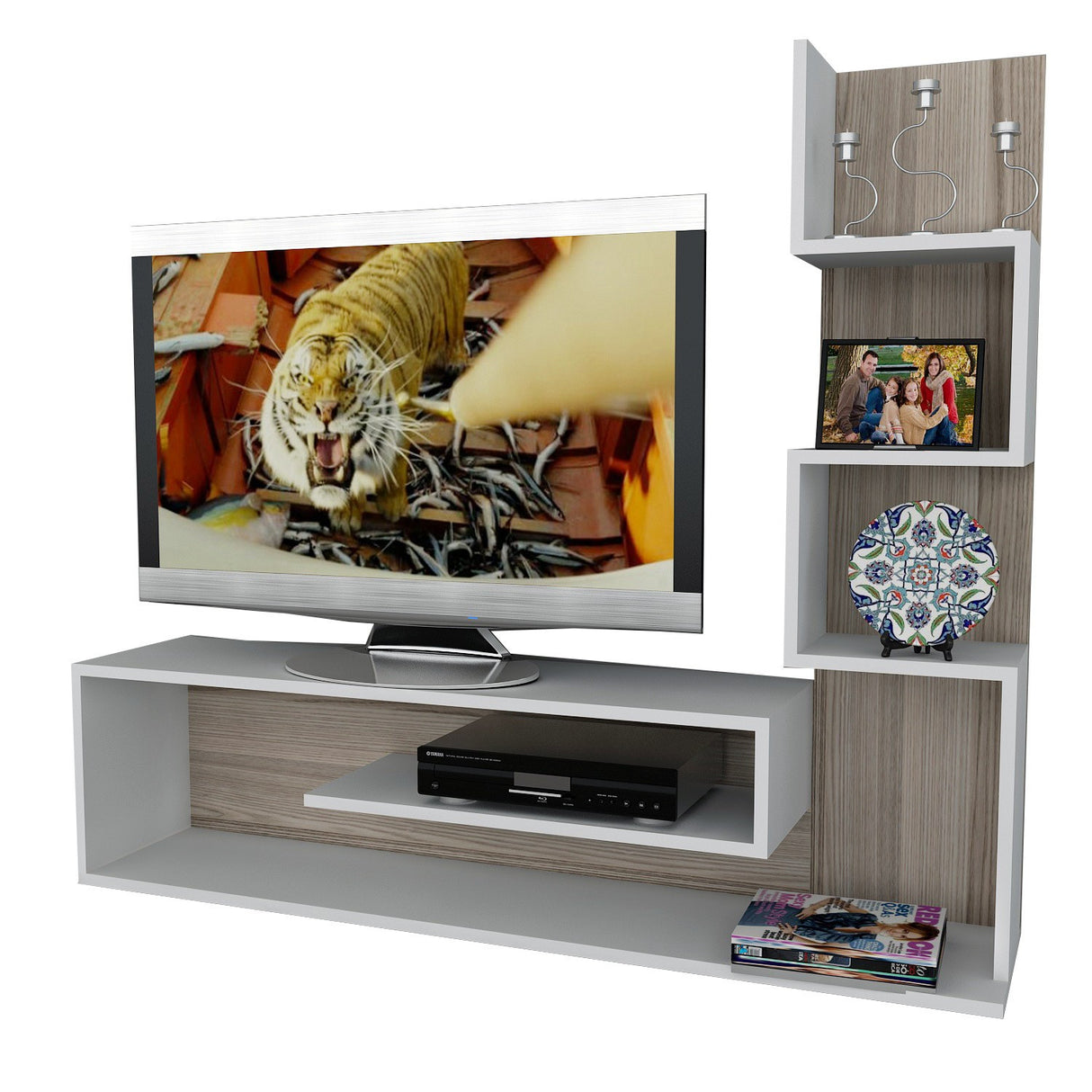 TV Meubels - TV Meubel Set Metehan Wit Cordoba Melamine 120x33,1x cm - Dimehouse