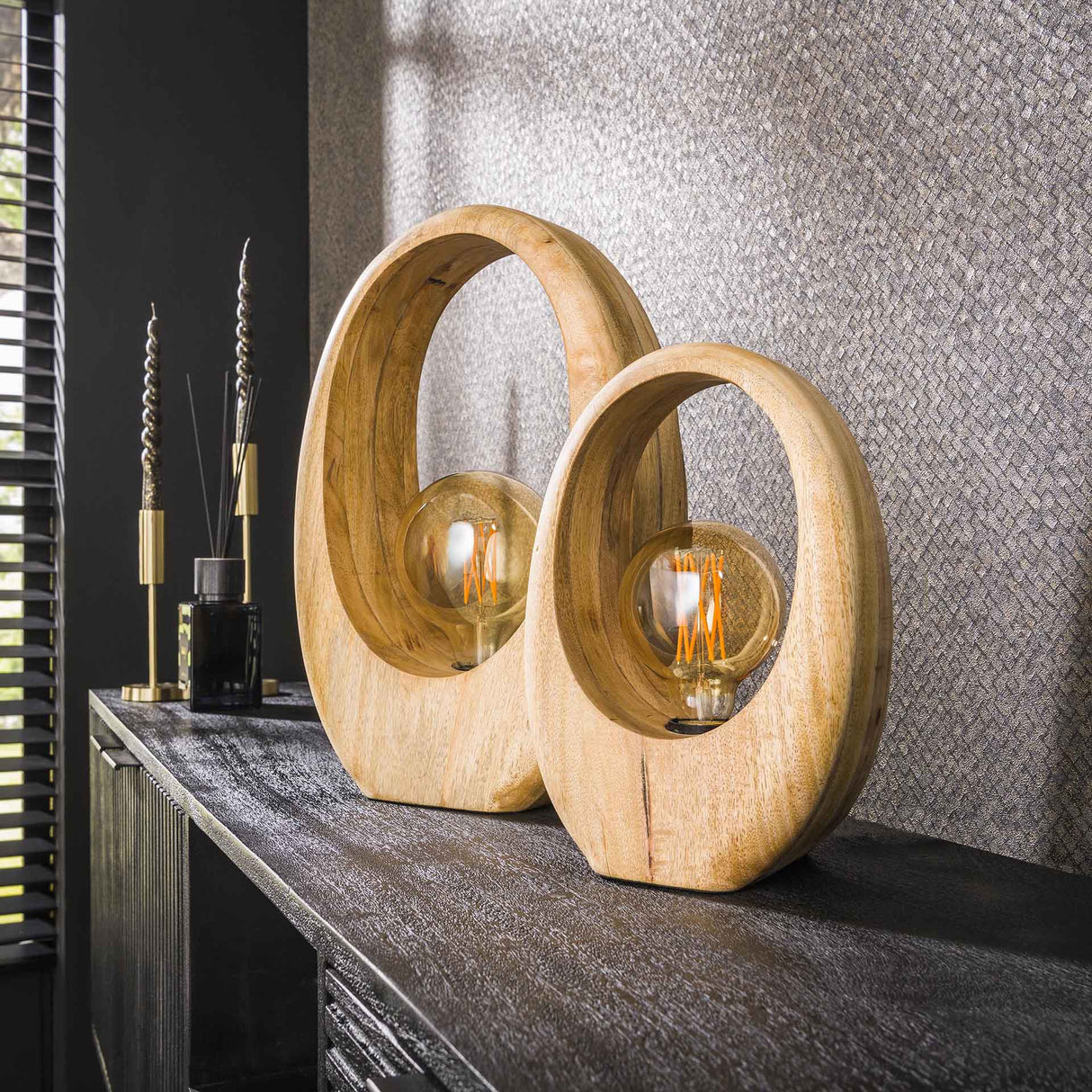 Bordlampe økologisk Brenn mangotræ 30 cm