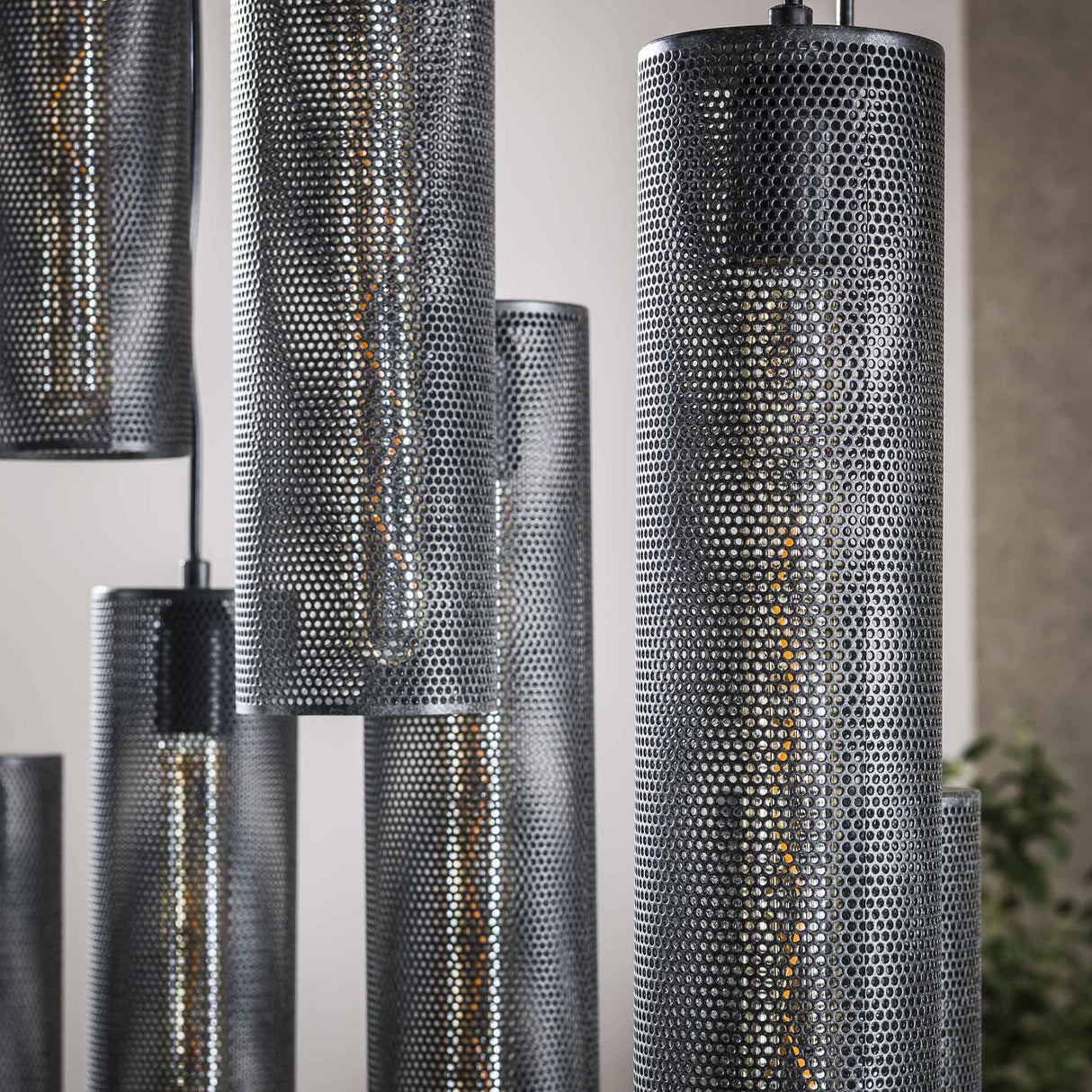 Hængelampe Zavi 9-light mesh sort