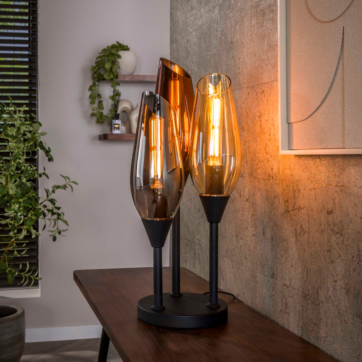 Nora 3-lys bordlampe sort