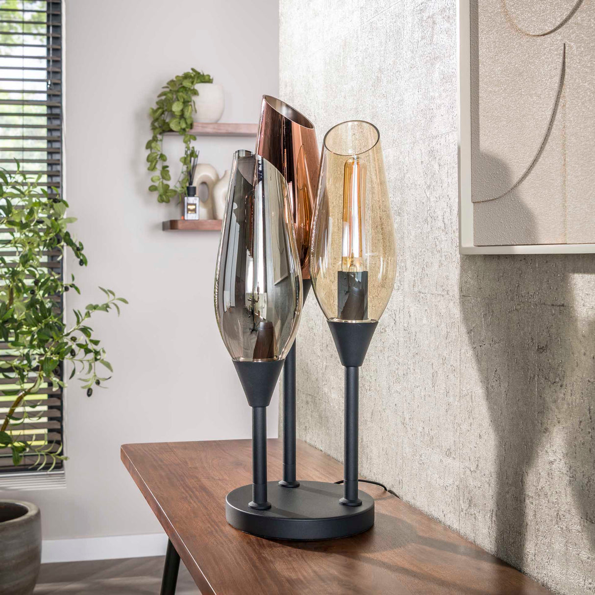 Nora 3-lys bordlampe sort