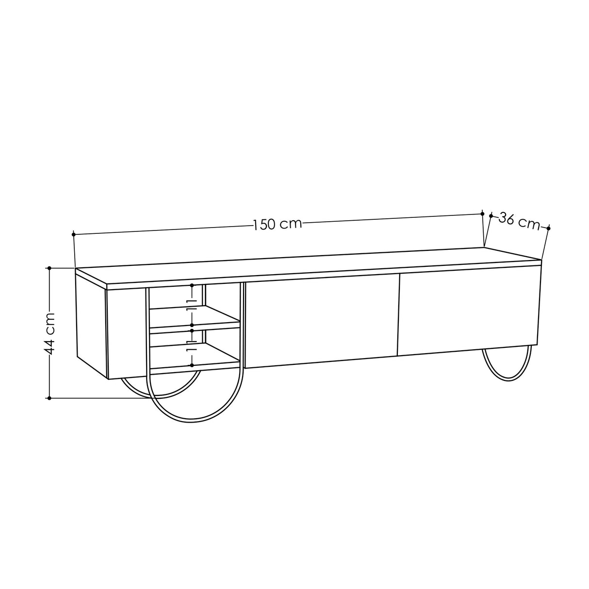 TV Meubels - TV Meubel Norfolk Wit Melamine 150x44x36 cm - Dimehouse