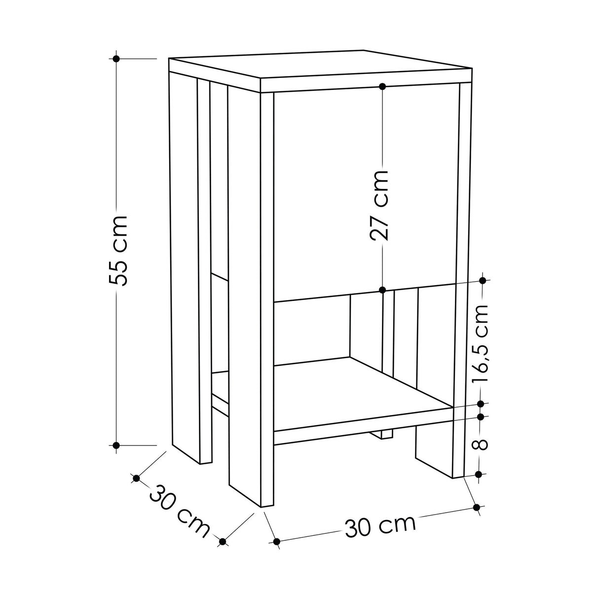 Nachtkastjes - Nachtkastje Ema Antraciet Melamine 30x55x30 cm - Dimehouse