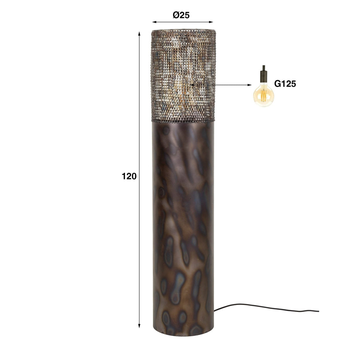 Gulvlampe cylinder Brick 120 cm sort brun