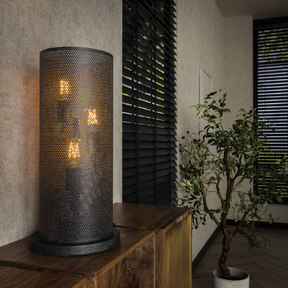 Bordlampe Knox 3-lys mesh sort